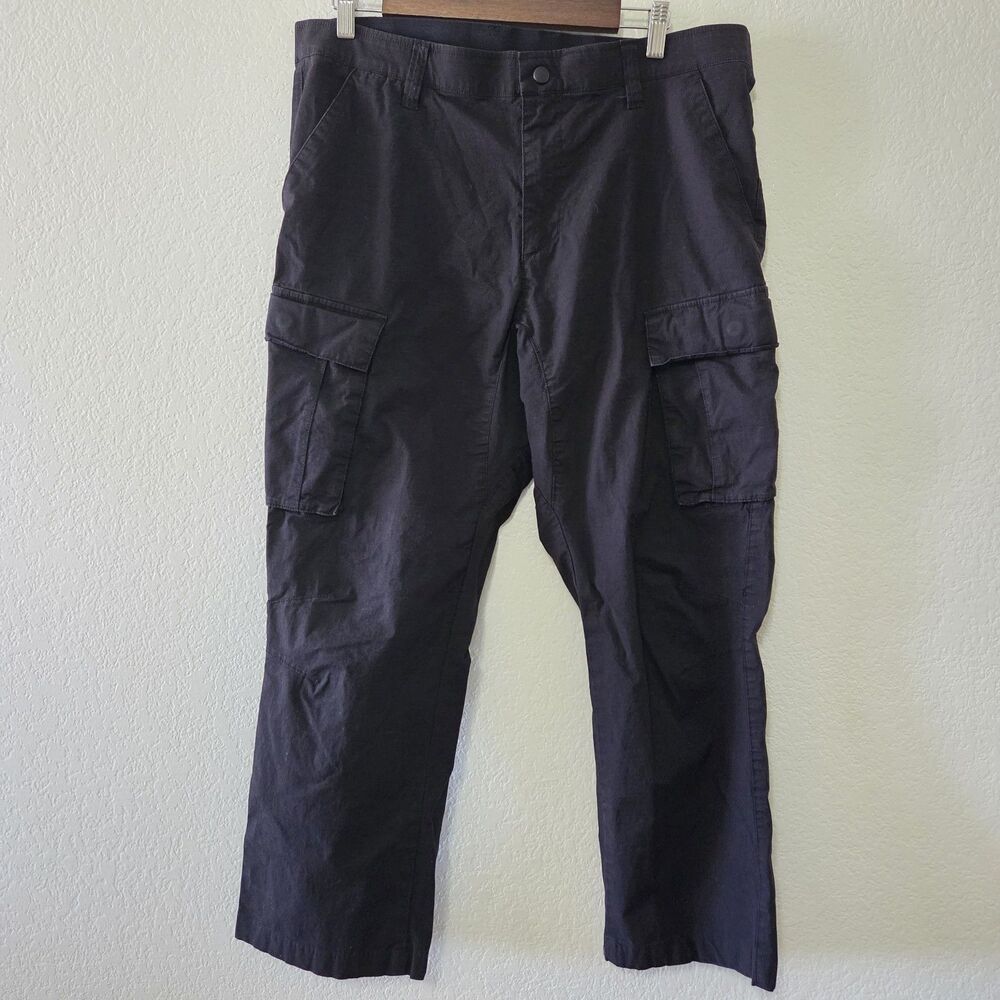 BYLT Weekender Cargo Pants Mens 36 Black Ripstop Tapered Stretch